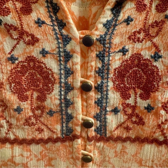Anthropologie Boho Claudia embroidered babydoll tunic top, Size Medium - Picture 4 of 9